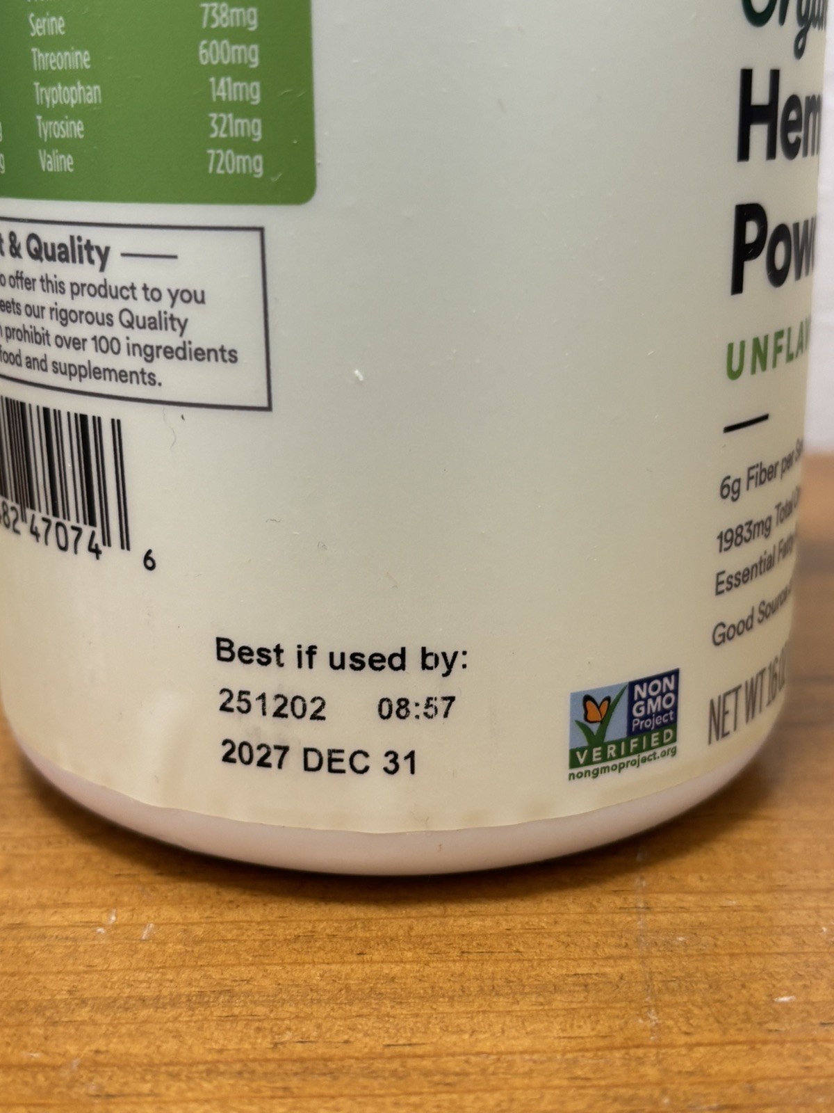 365 Whole Foods Organic Hemp Protein Powder, 16 oz Unflavored Pack of 2