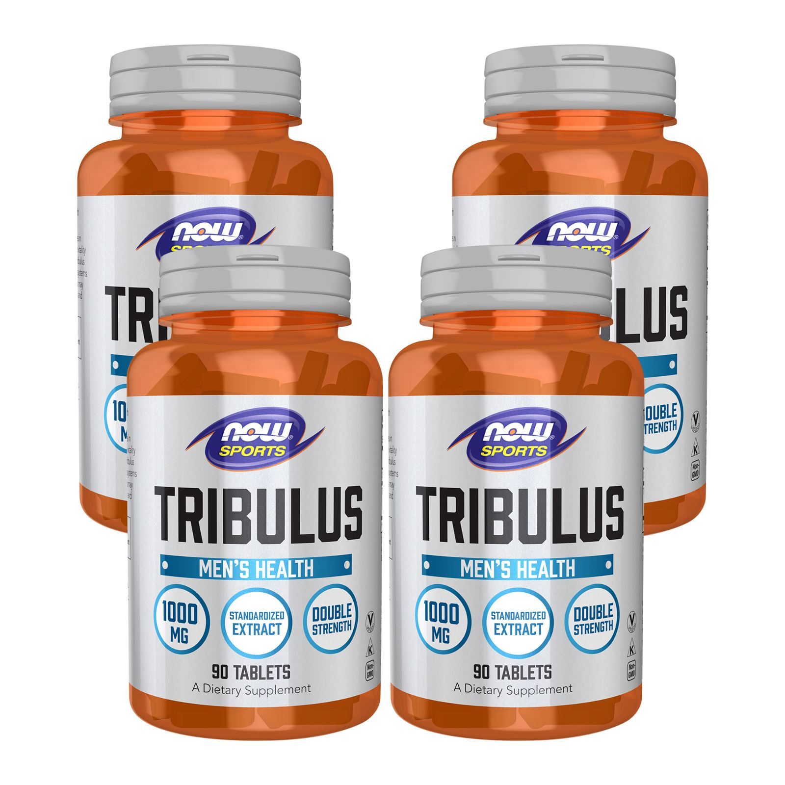 4 x NOW FOODS Tribulus 1000 mg 90 Tabs 45% Saponins Testosterone Boost