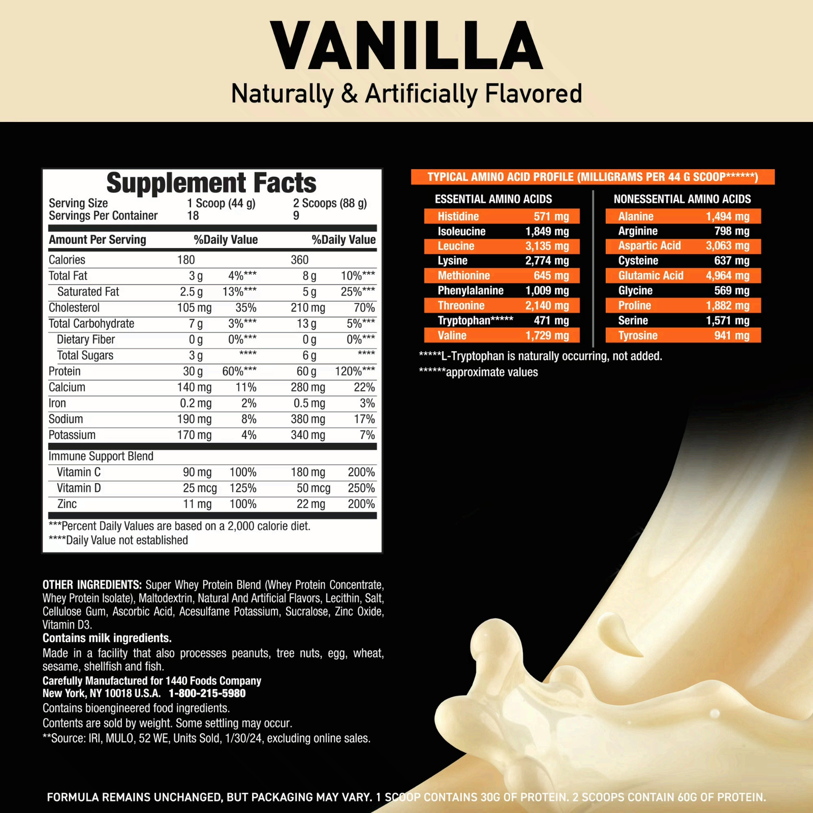 2 Pack Body Fortress Super Advanced Premium Whey Protein Powder, Vanilla, 1.74lb