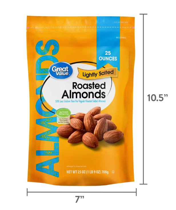 Great Value Oil Roasted Lightly Salted Almonds, 25 oz