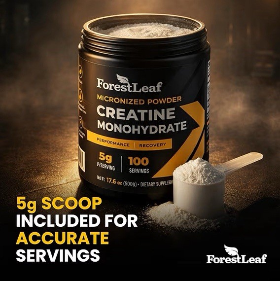 ForestLeaf Creatine Monohydrate Powder 500g Micronized 100 Servings EXP 12/2028