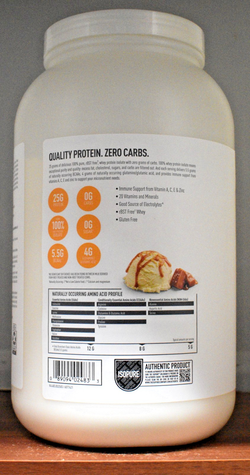 Isopure Vanilla Salted Caramel Zero Carb Protein Powder 3 lb (1.36 kg)