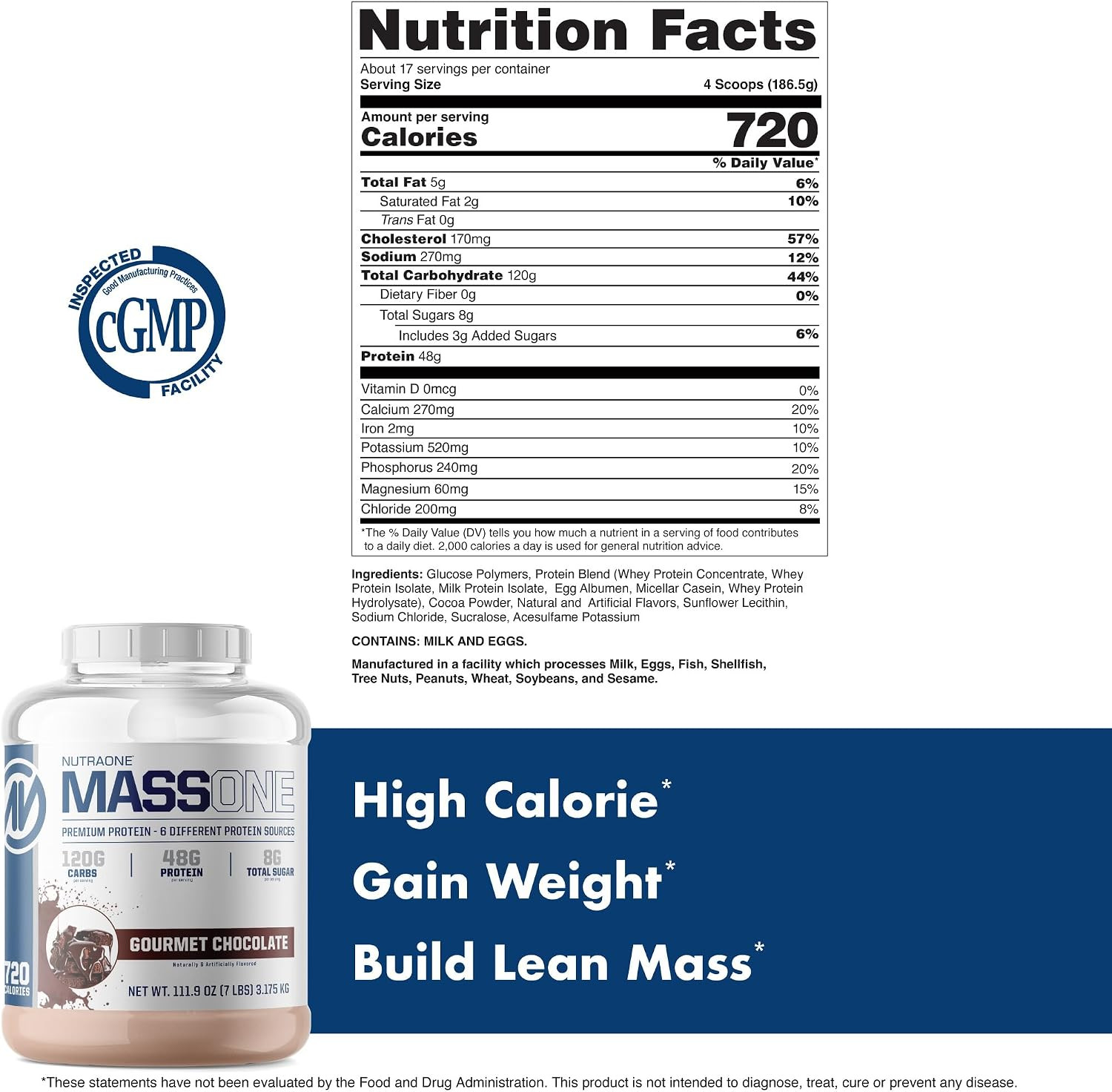 Massone Mass Gainer Protein Powder Gain Weight Protein Meal Replacement (Gourmet