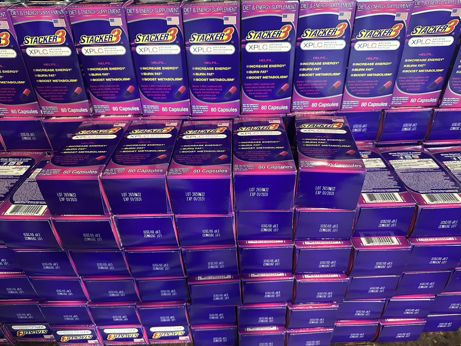 Brand New Stacker 3 XPLC 80 Capsules/Bottle (Lot of 3X Bottles) =240 Capsules