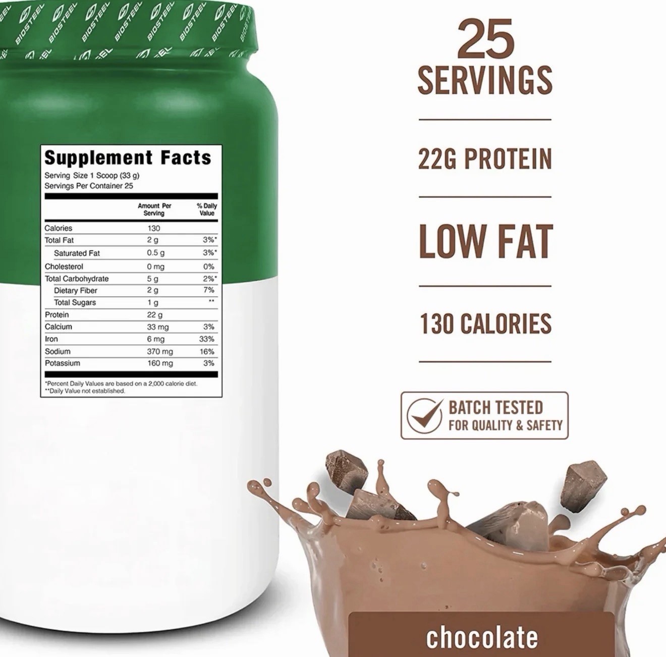 BioSteel Sports Plant Based Protein Powder Supplement Chocolate 29 Oz Exp: 11/26