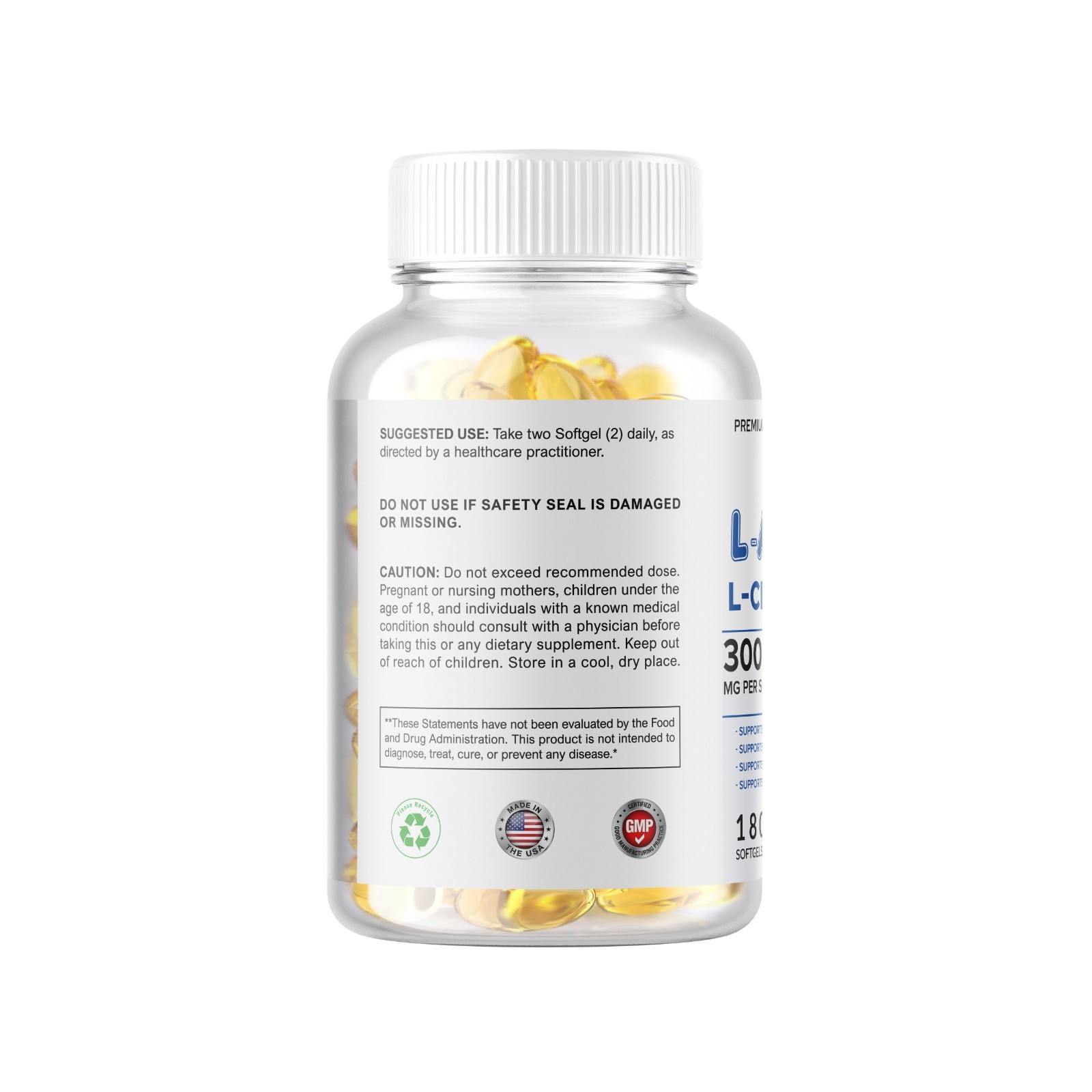 L-Arginine L-Citrulline Nitric Oxide Booster 3000mg, 180 Softgels, 90 Servings