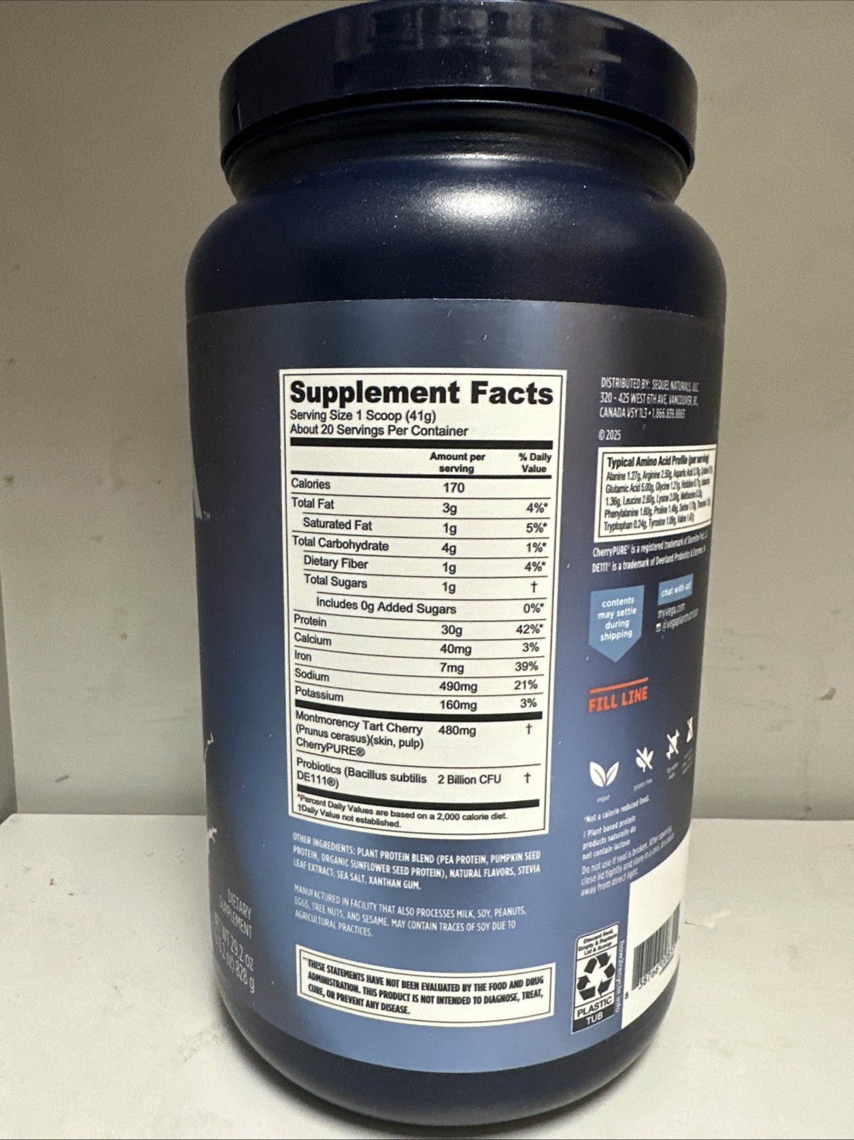 Vega Protein Powder + Recovery – 30g Plant Based Protein – Creamy Vanilla