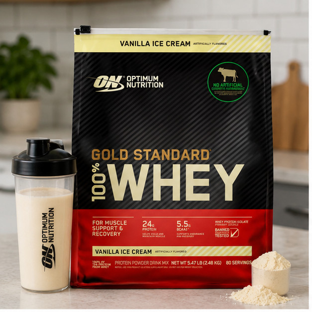 2-Pack Optimum Nutrition Gold Stnd 100% Whey Protein Powder Vanilla Ice Cream