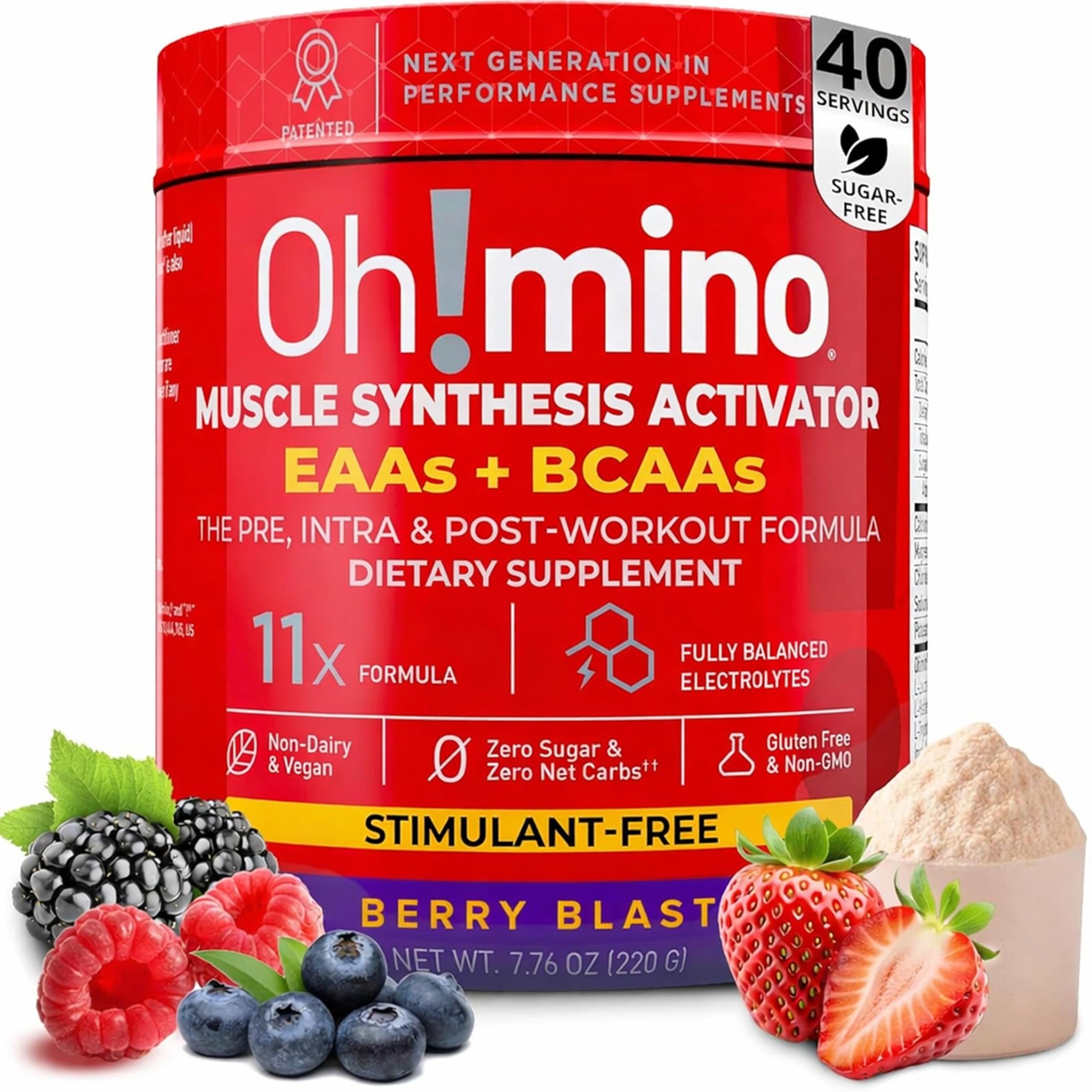 Oh!mino Amino Acid Energy Blend – Sugar-and-Stimulant-Free, Pre-Post Workout Pow