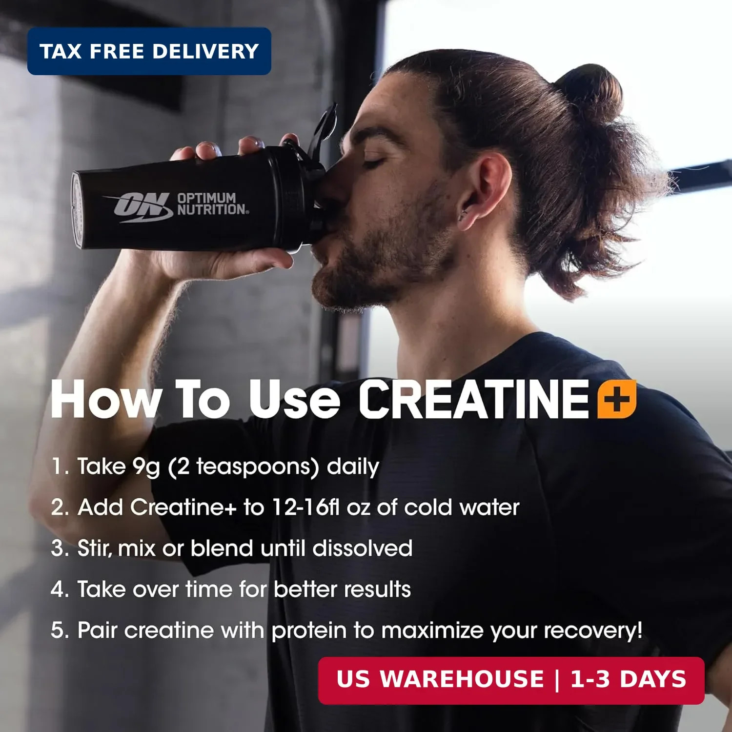 Optimum Nutrition Creatine Monohydrate Plus Powder, Strawberry Peach Flavored Cr