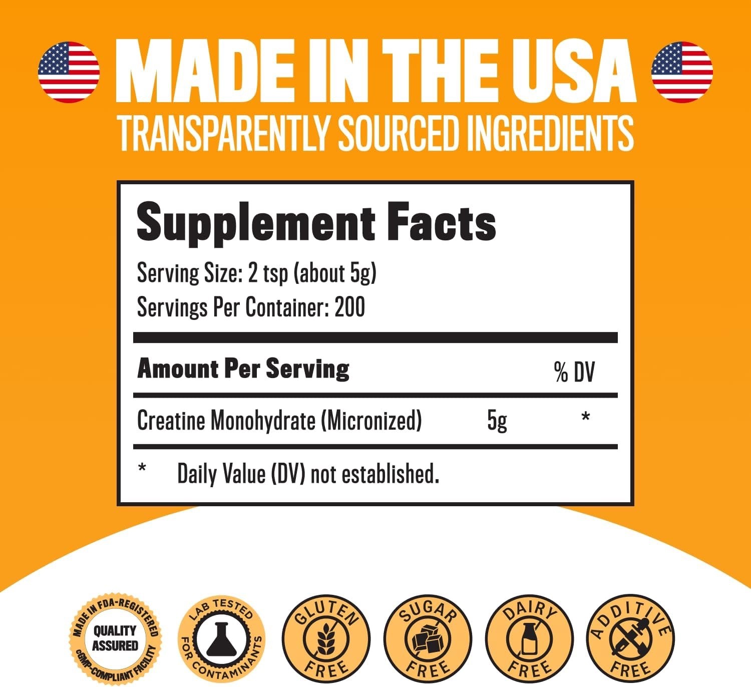 Micronized Creatine Monohydrate Powder 1kg 2.2lbs, 200 Servings Bulk Creatine