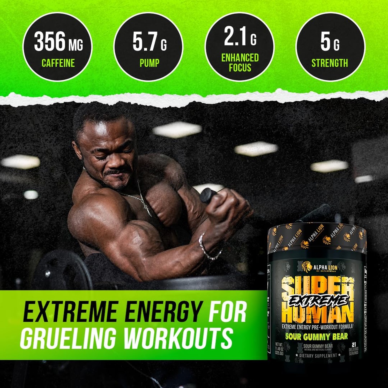 ALPHA LION Superhuman Extreme Pre Workout Powder, Beta Alanine, L-Taurine & T…