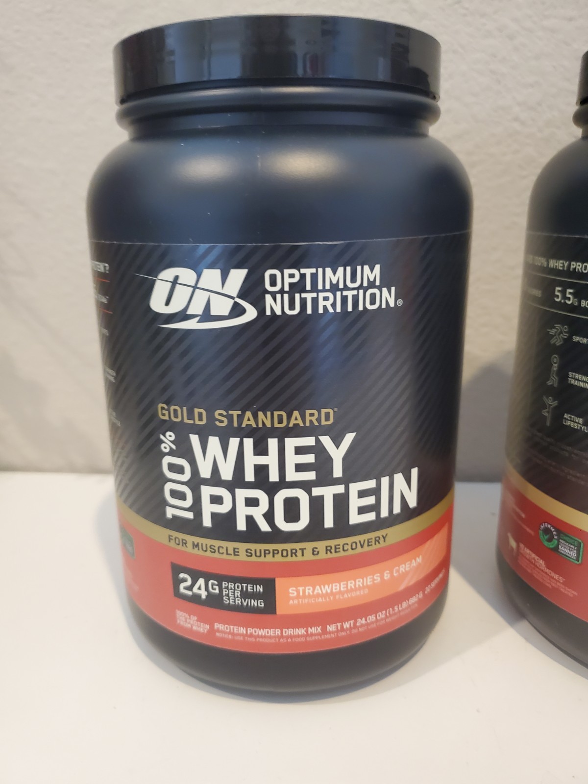 Lot of 3×24 oz Optimum Nutrition 100% Whey Protein, Straw, Choc, Van, Exp 10/27