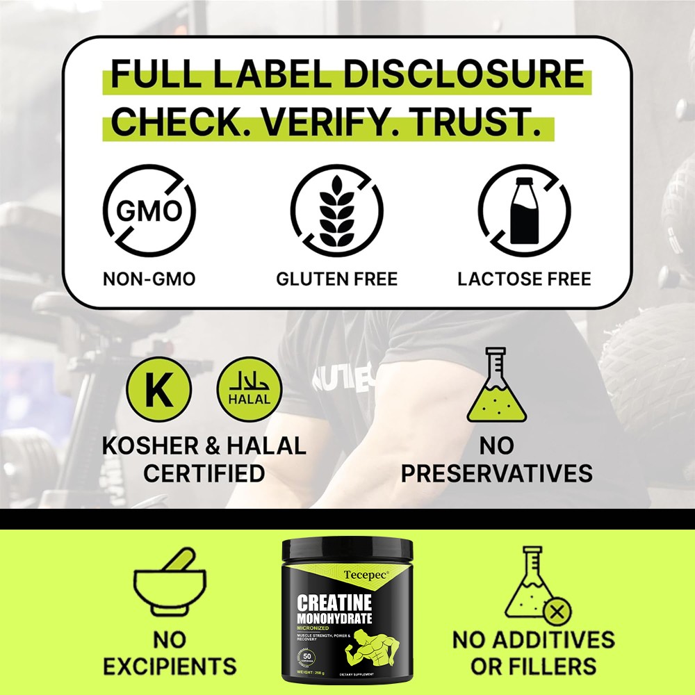 Creatine Monohydrate Powder Pure Promote Muscle Growth 5 Grams Per Serving