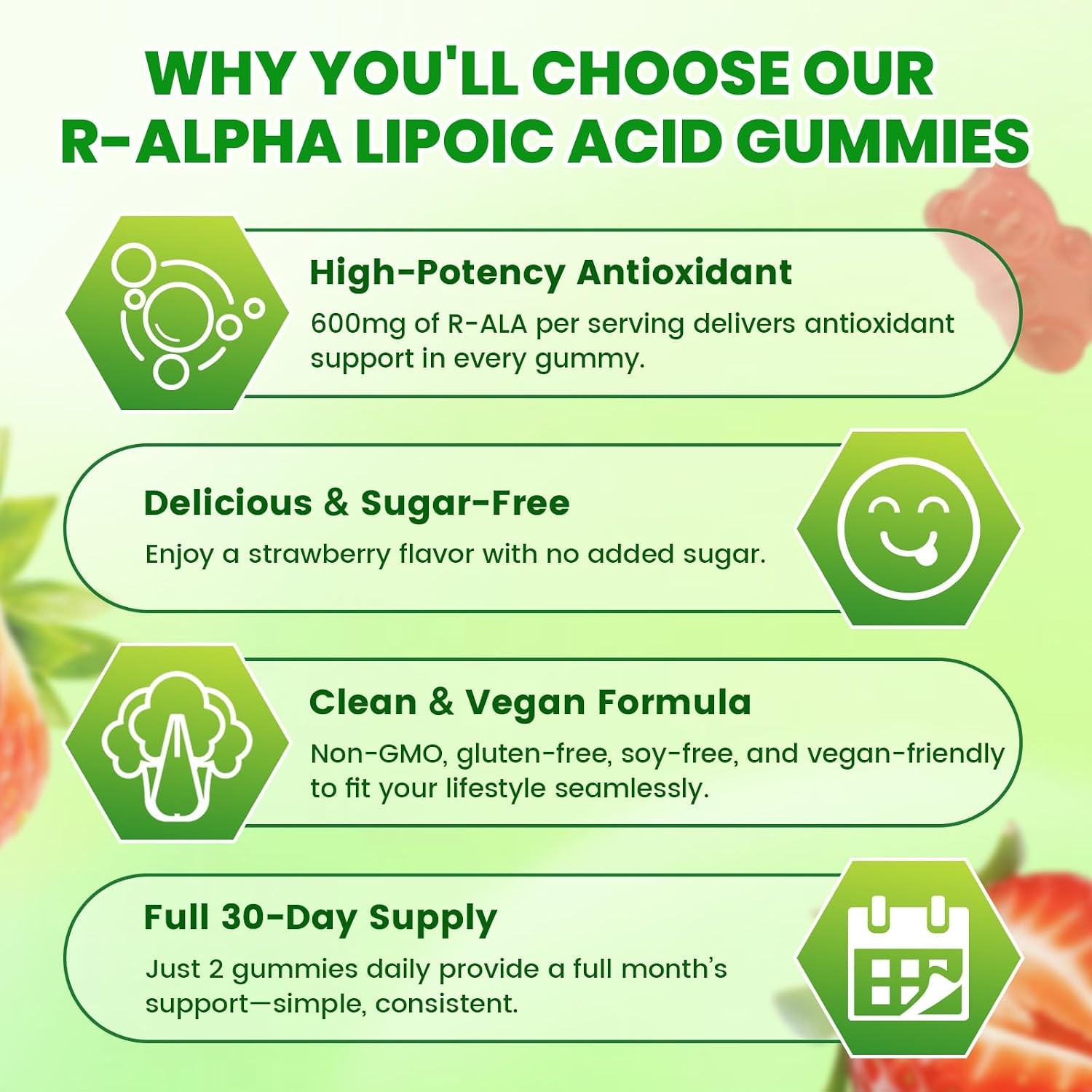 R Alpha Lipoic Acid Gummies, Stabilized R-Alpha Lipoic Acid, ALA Supplement for