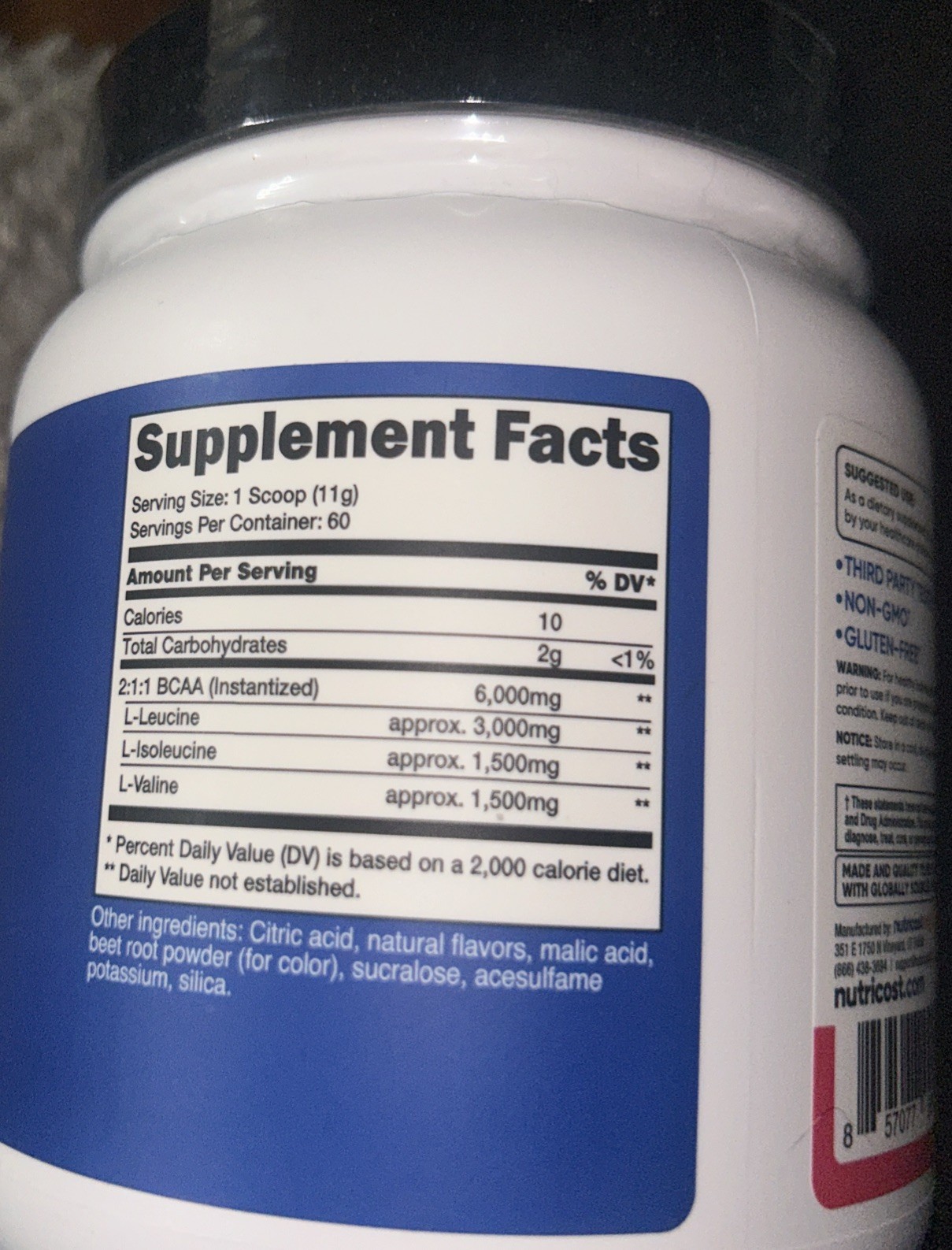 Nutricost BCAA 2:1:1 Powder (Raspberry Lemonade) 60 Servings – 6G Per Serving