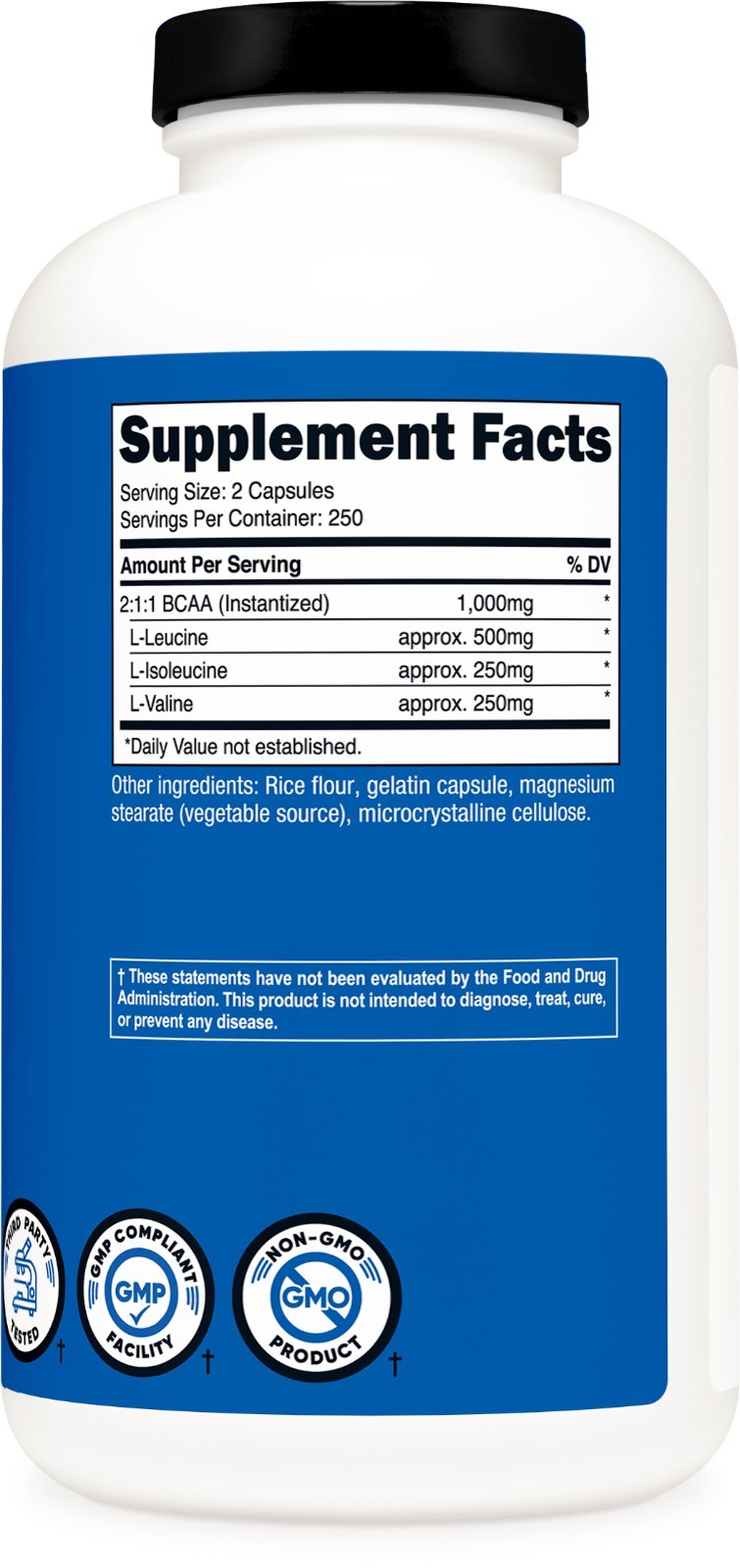 Nutricost BCAA Capsules 2:1:1 500mg, 500 Capsules