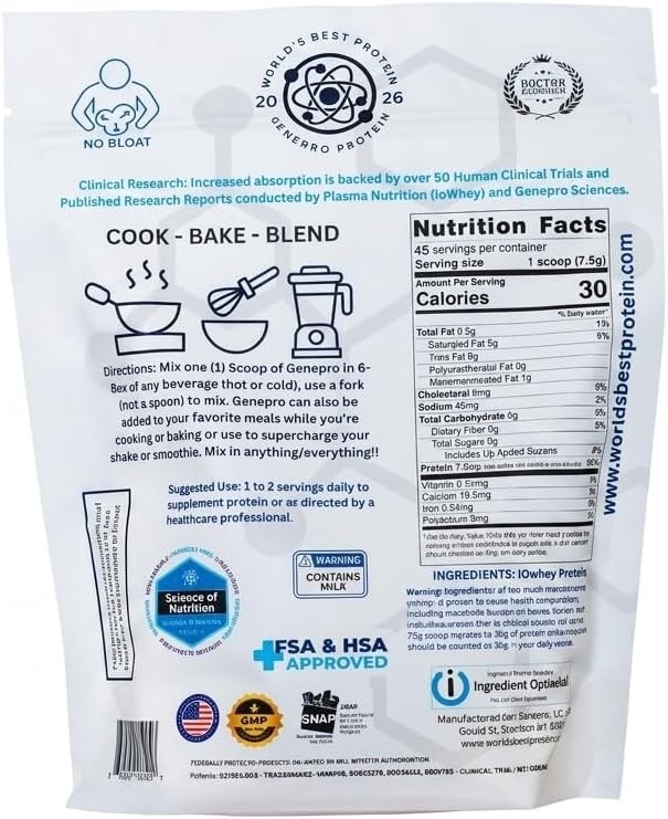 Premium GENEPRO GEN. 3 Unflavored Protein Powder – (4th Generation, 45 Servings)