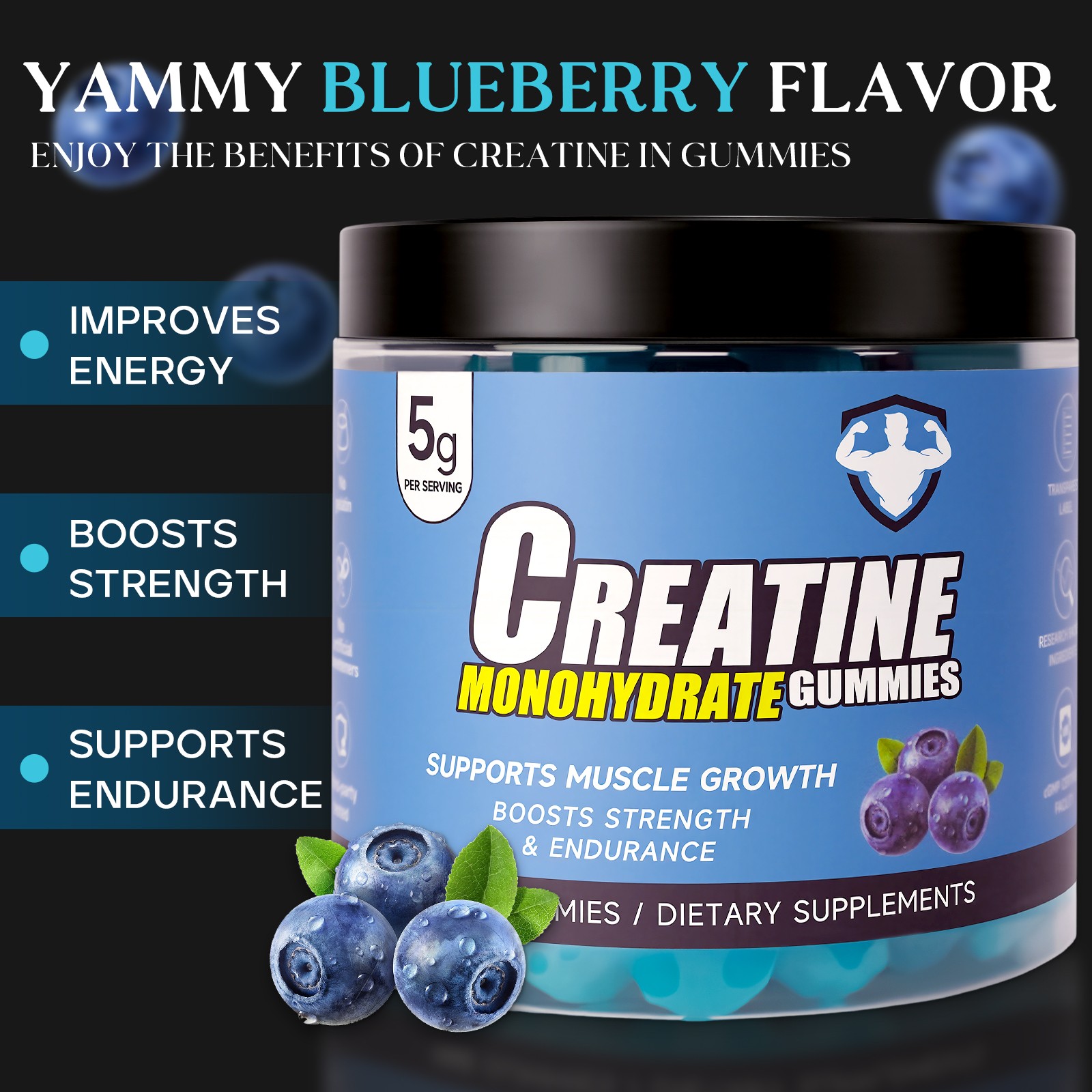 Supports Muscle Growth Creatine Monohydrate Gummies with 5g Per Serving