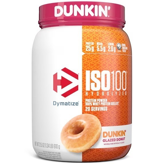 Dymatize ISO100 Hydrolyzed Whey Isolate Dunkin’ Glazed Donut 20 Servings – NEW!!