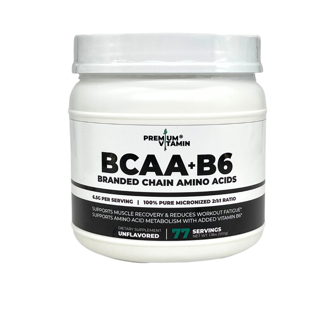 BCAA Amino Acids + B6 Supplement Powder | Unflavored | 77 Servings