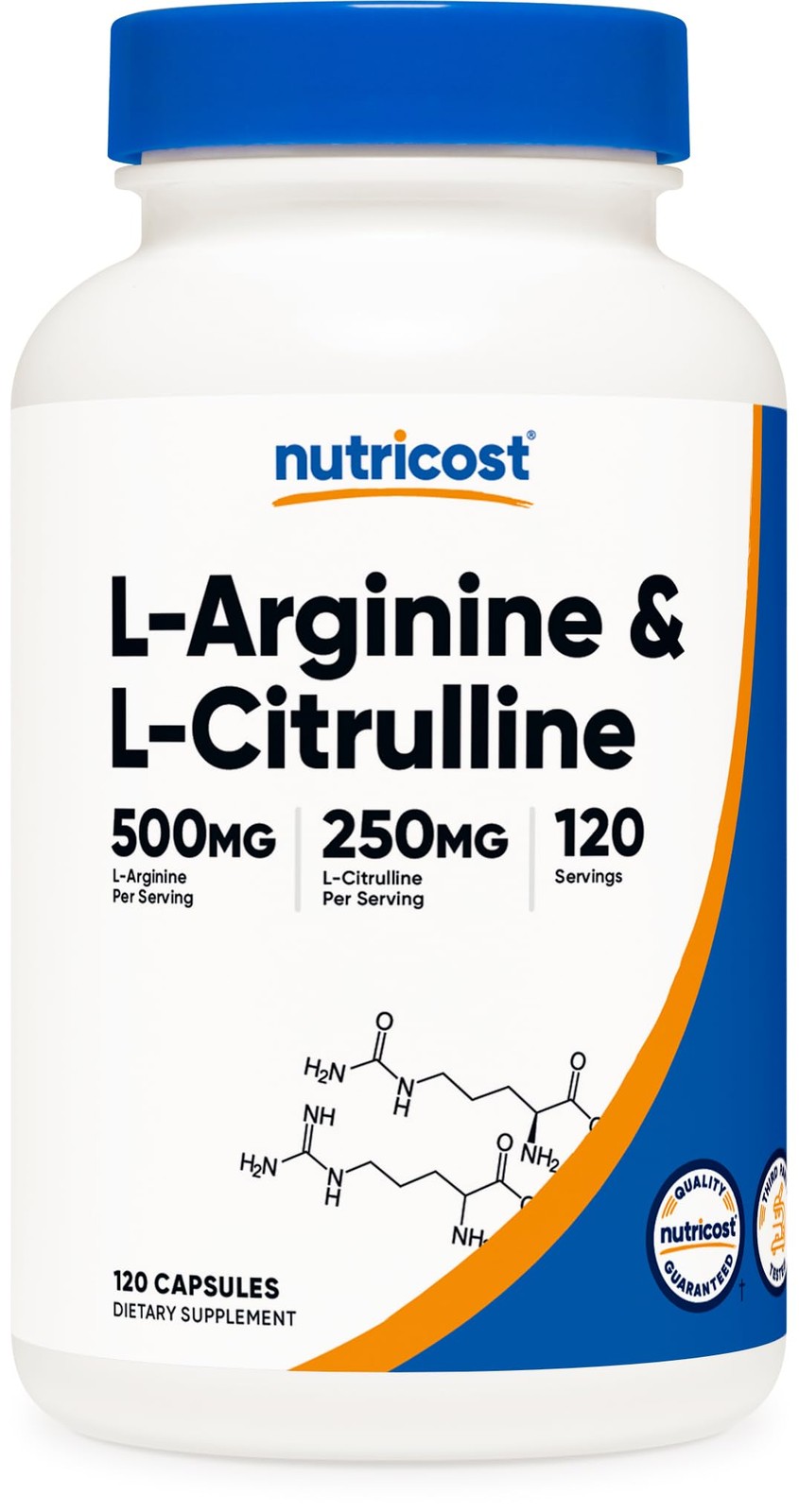 Nutricost L-Arginine L-Citrulline Complex 120 Count (Pack of 1), Multicolor