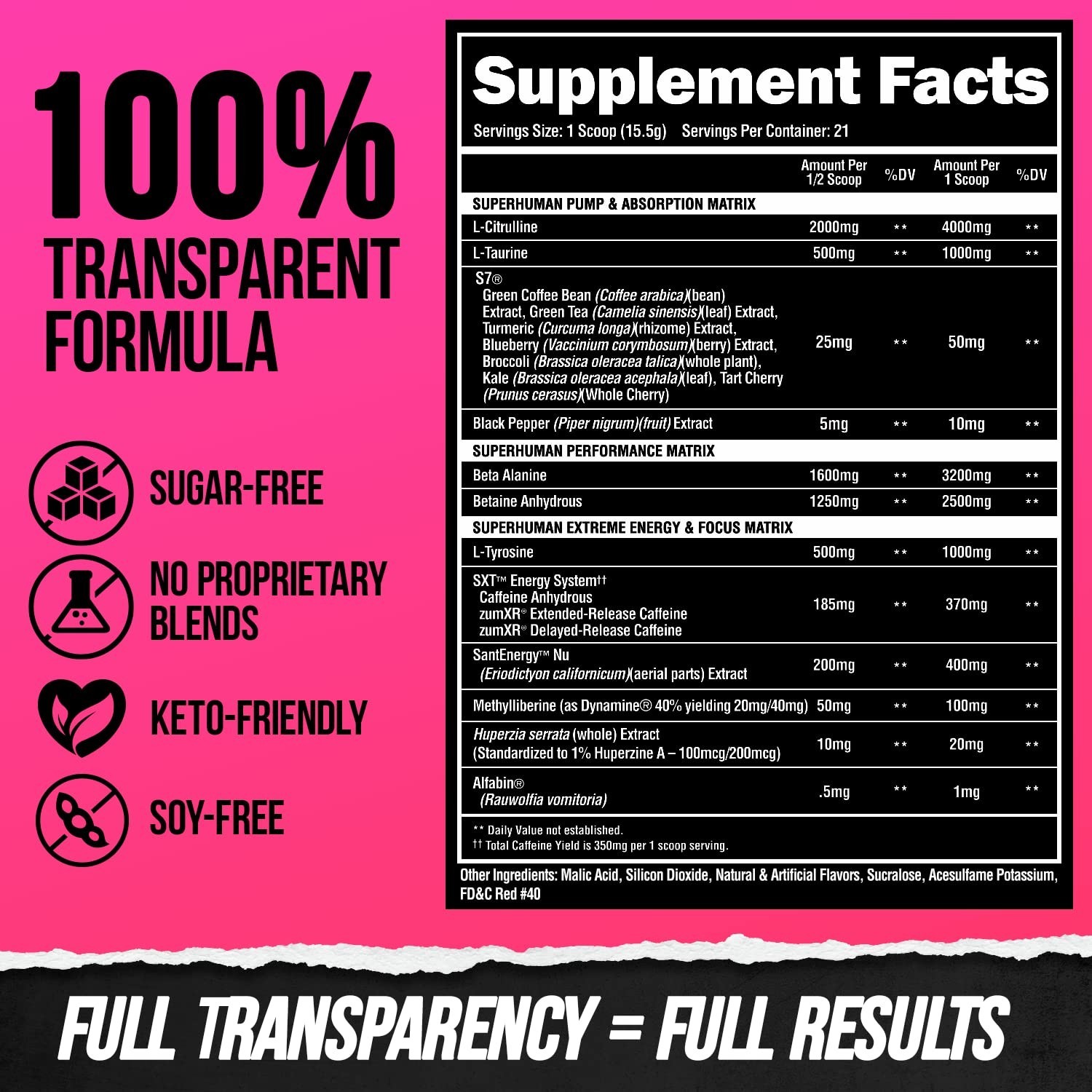 Extreme High Stim Pre Workout Powder – Beta Alanine, L-Taurine, 356mg Caffeine,