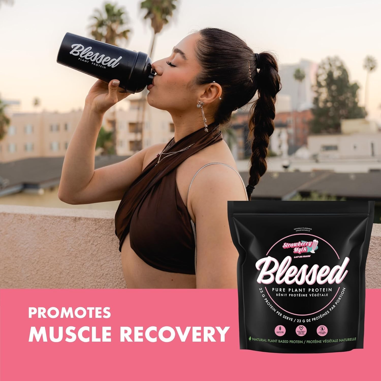 EHPLabs Blessed Plant Protein 3.44lb 45 Serving Strawberry Mylk French label