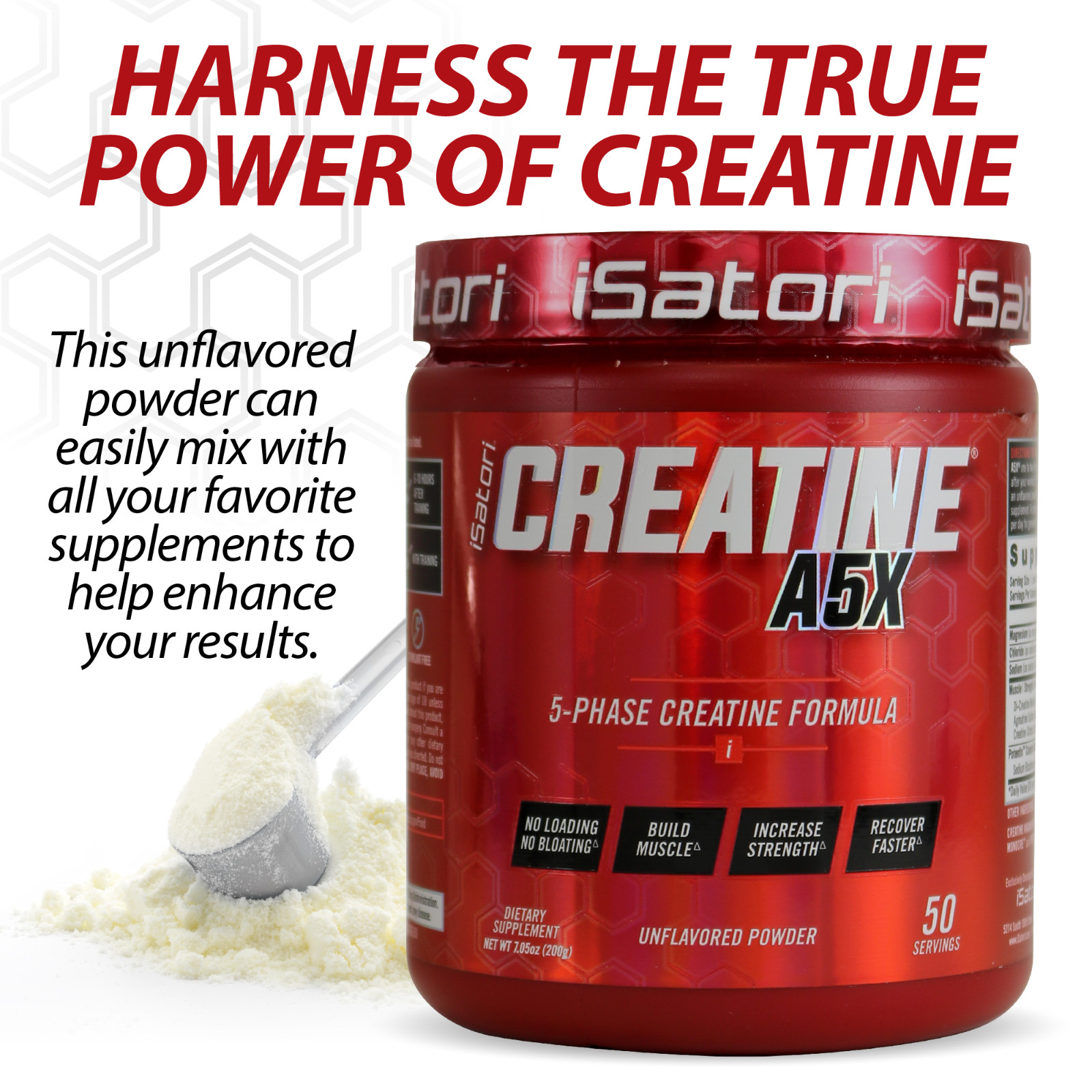 CREATINE A5X Muscle-Strength-Performance-Recovery – Unflavored (50 Servings)