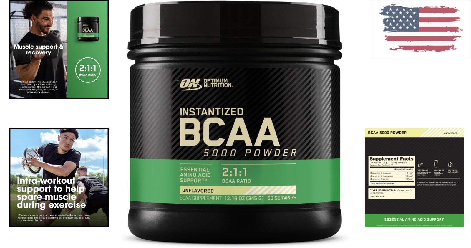 BCAA Powder for Fitness, 5000mg Instantized Unflavored – 60 Servings of Support