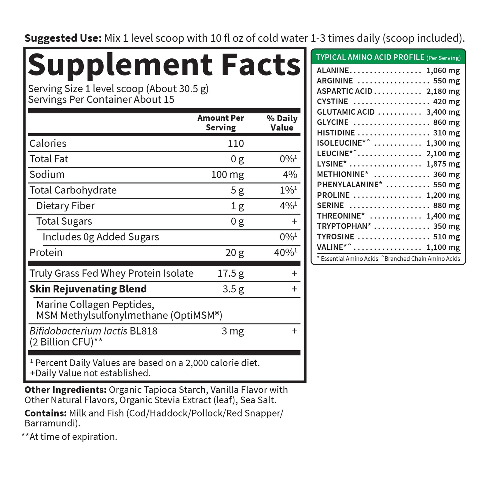 Garden Of Life Sport Whey Protein Powder Vanilla Flavor 20G Plus Marine