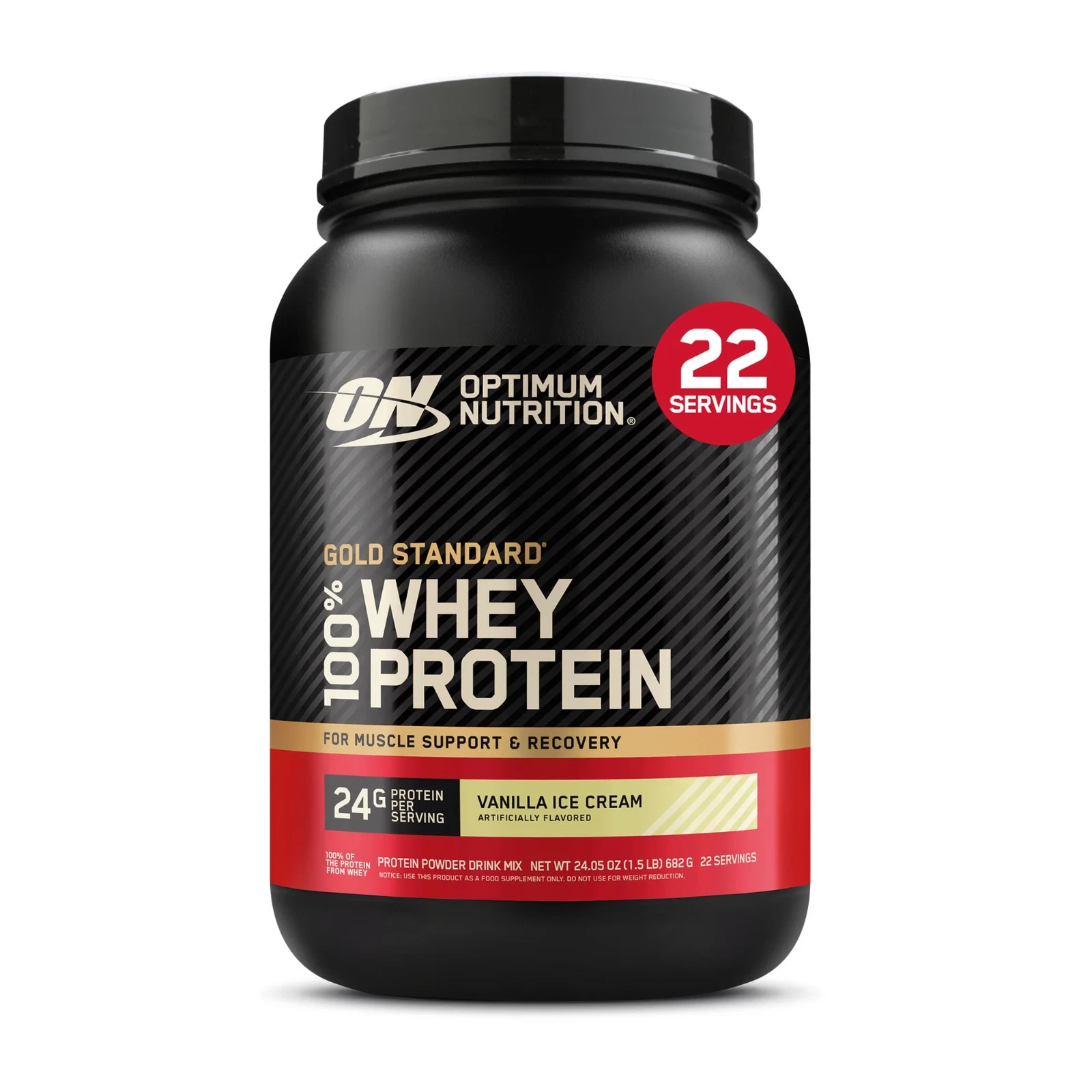 Optimum Nutrition, Gold Standard 100% Whey Protein Powder, Vanilla Ice Cream, 22