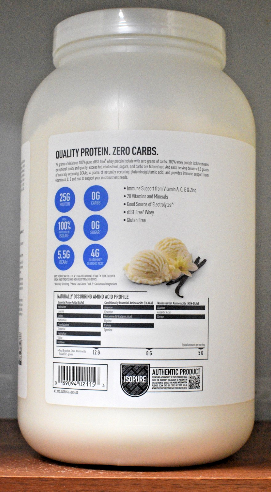 Isopure Vanilla Zero Carb Protein Powder 3 lb (1.36 kg) 44 Servings