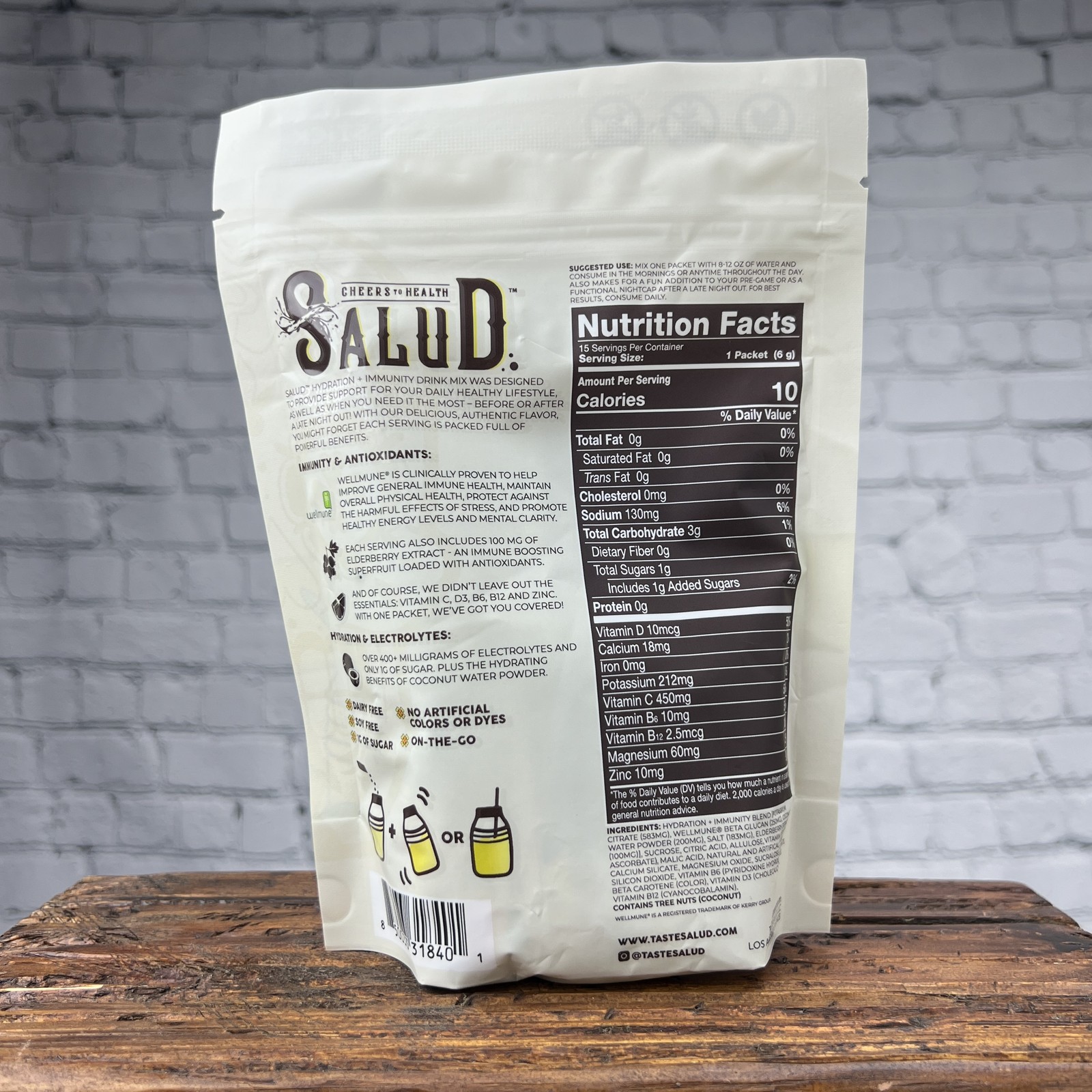 Salud Hydration+Immunity Limonada Electrolyte Drink Mix 15 Servings Vegan
