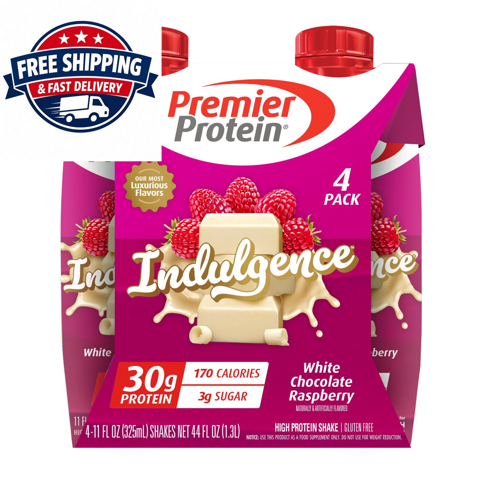 Premier Protein Indulgence Protein Shake, White Chocolate Raspberry, 12 Ct