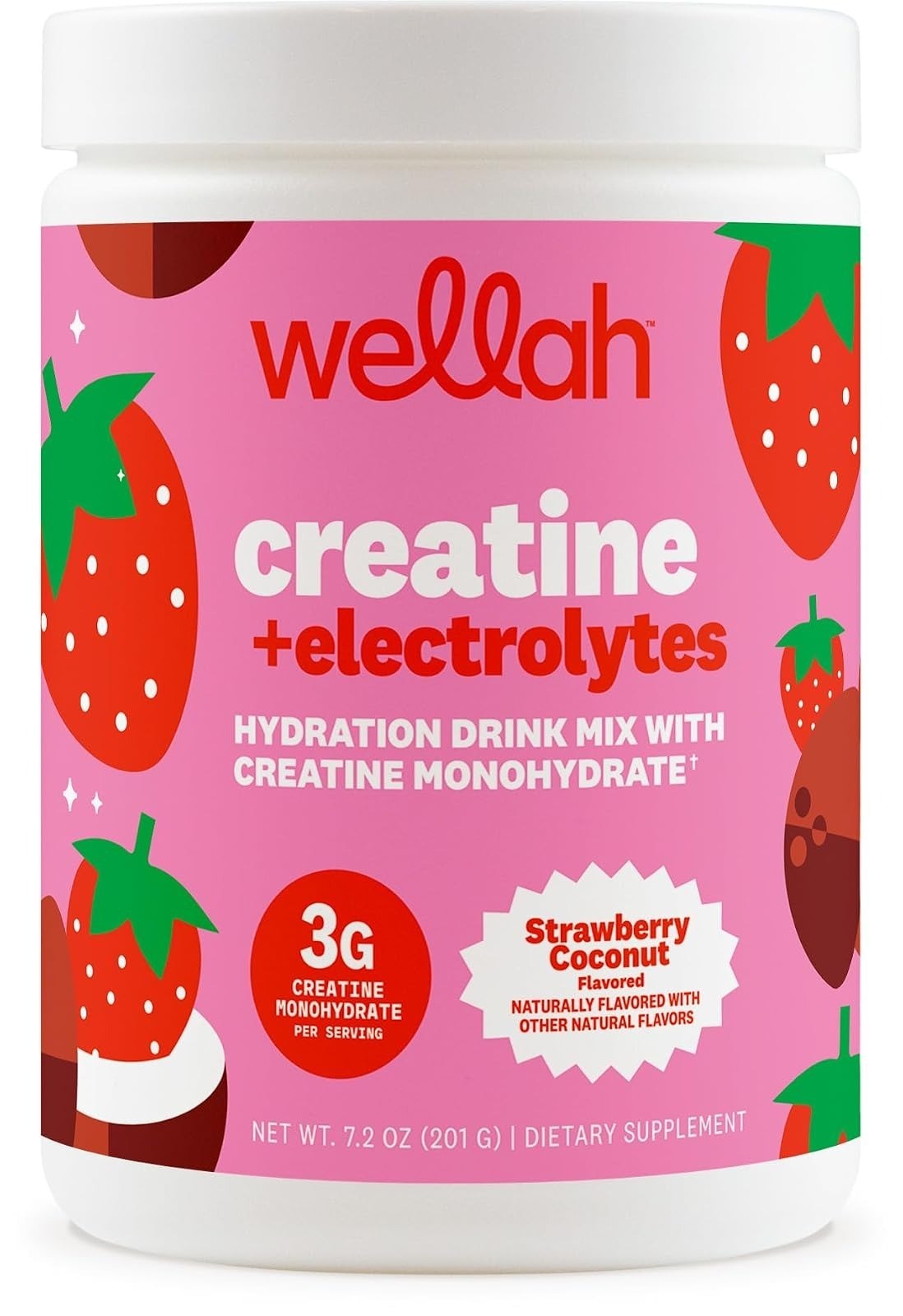 Wellah Creatine + Electrolytes Powder Strawberry Lemonade 30 Servings