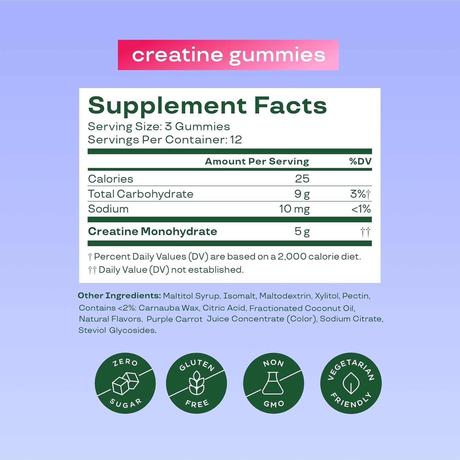 Bloom Creatine Monohydrate Gummies, 5g Per Serving, Sugar Free Creatine Gummy fo