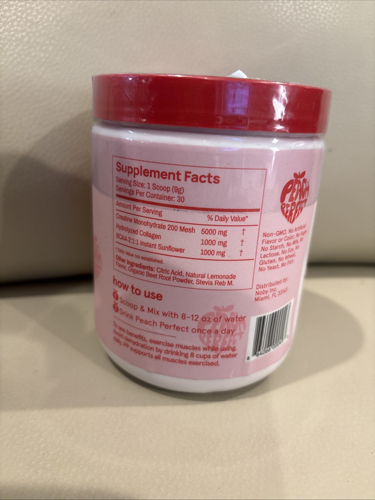 Peach Perfect ~ Creatine Monohydrate Powder Pink Lemonade 9.6 Oz Exp 10/27