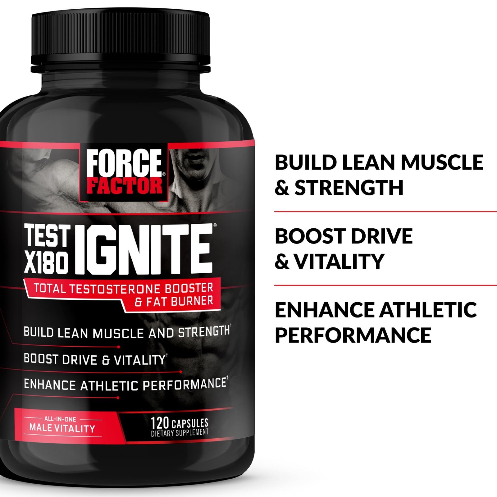 Testosterone Booster for Men – Lean Muscle Support, Energy Boost, Fenugreek & Gr