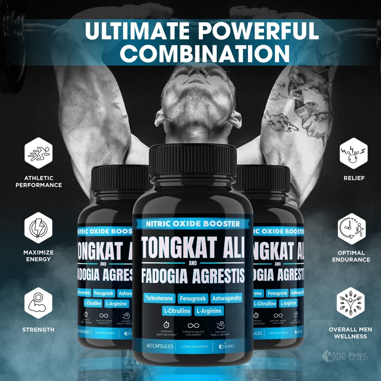 (2 Pack) Testosterone Supplement Booster Capsules Blood Flow Nitric Oxide