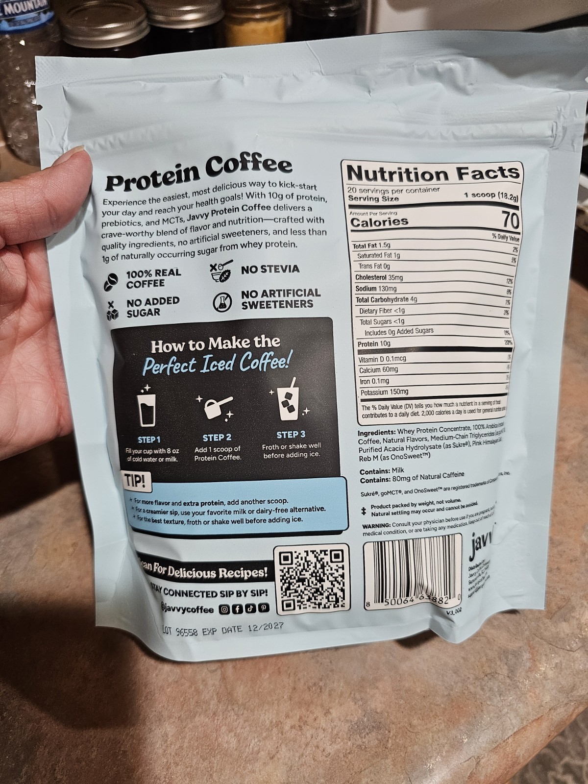 Javvy Protein Coffee French Vanilla 20 Servings 12.8oz Exp 12/2027