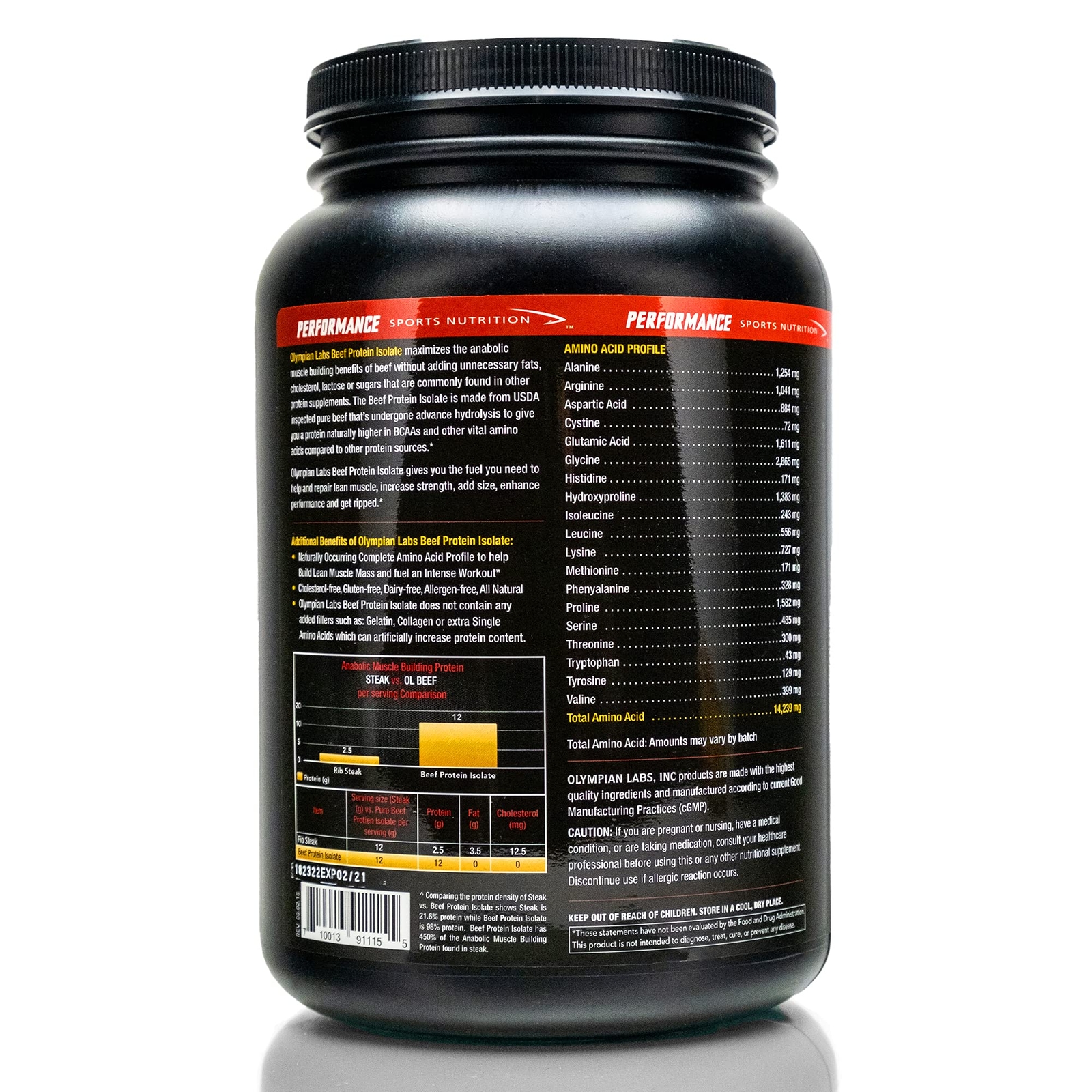 Olympian Labs Beef Protein Isolate Powder 2 Pound 24g Pure Beef Protein