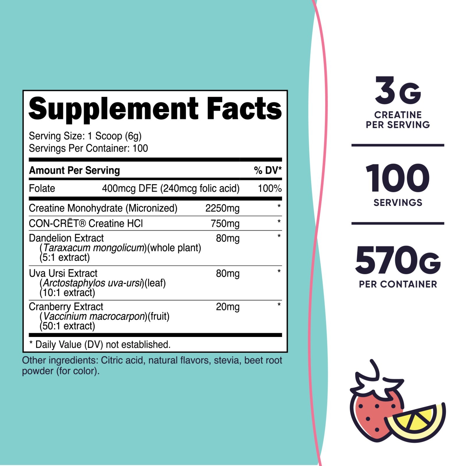 Nutricost Creatine Monohydrate Powder for Women, Strawberry Lemonade, 100 Serv