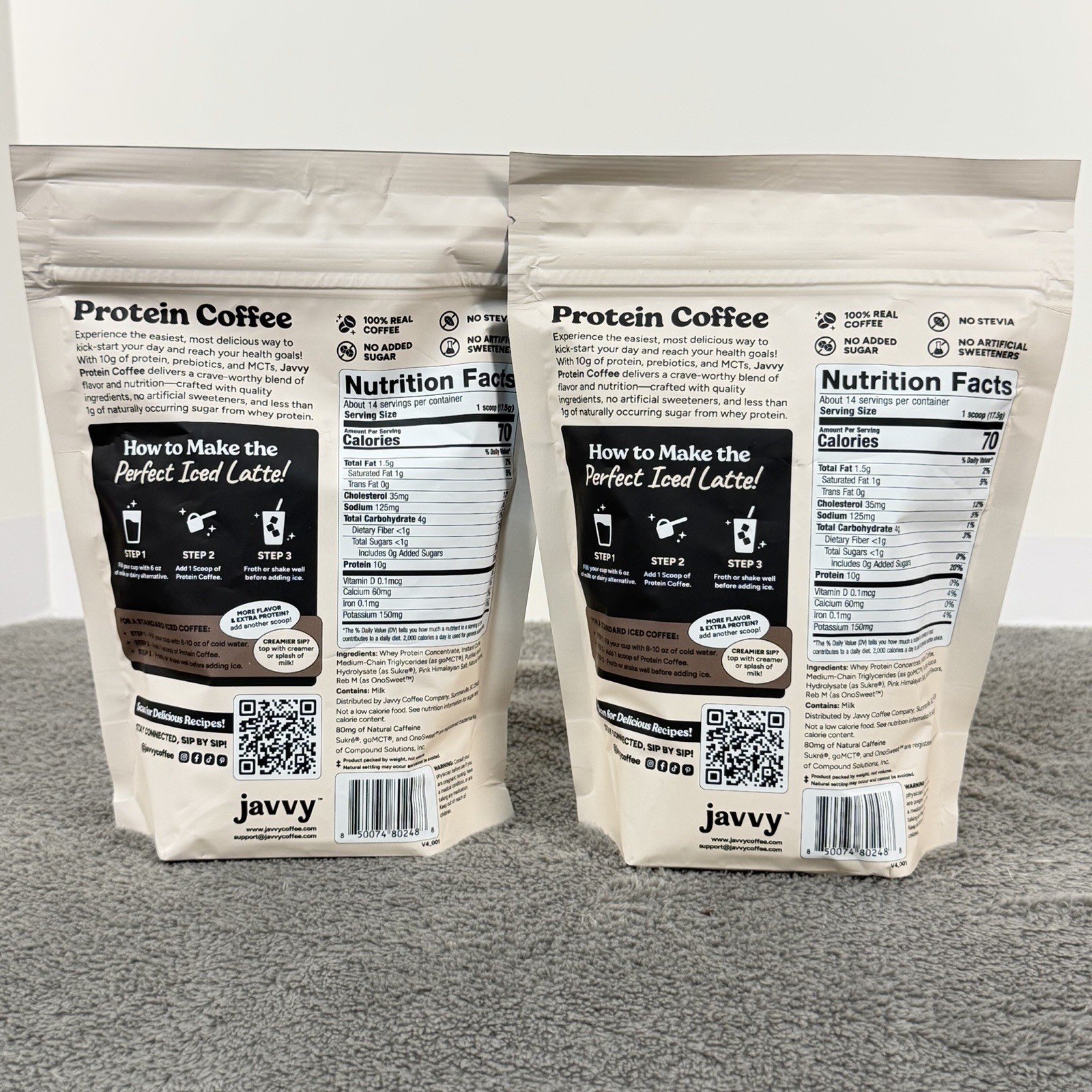 Lot Of 2 Javvy White Chocolate Mocha Protein & Instant Iced Coffees 8.6 Oz.
