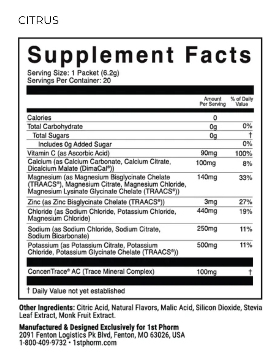 1st Phorm Hydration Packets 60ct EXP 7/2027 Strawberry Lemonade Citrus