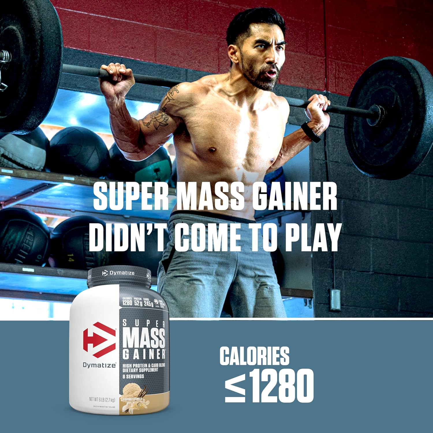 Super Mass Gainer Protein Powder, Gourmet Vanilla, 52G Protein, 1G Creatine, 128