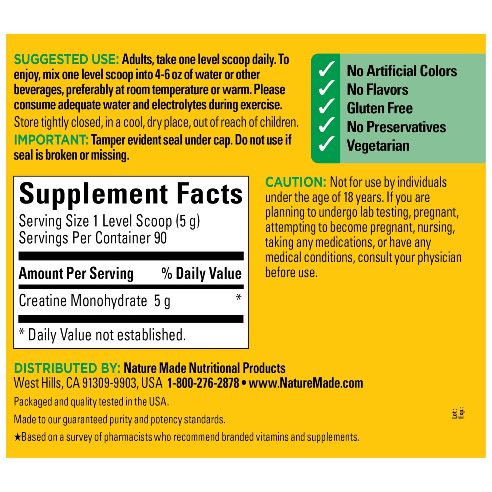 Micronized Creatine Monohydrate Powder 5g Serving, Unflavored, Muscle Support, 4