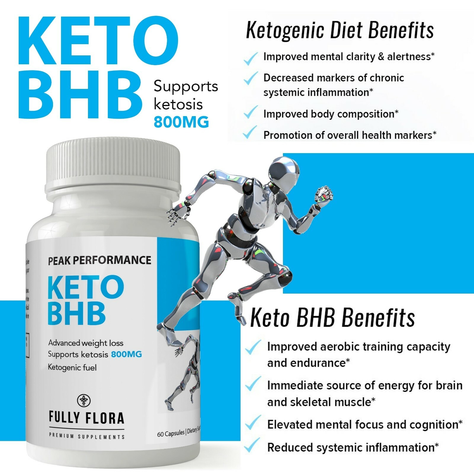 Keto BHB Diet 800mg Ketosis Support Quick Slimming 60 Caps Free Shipping