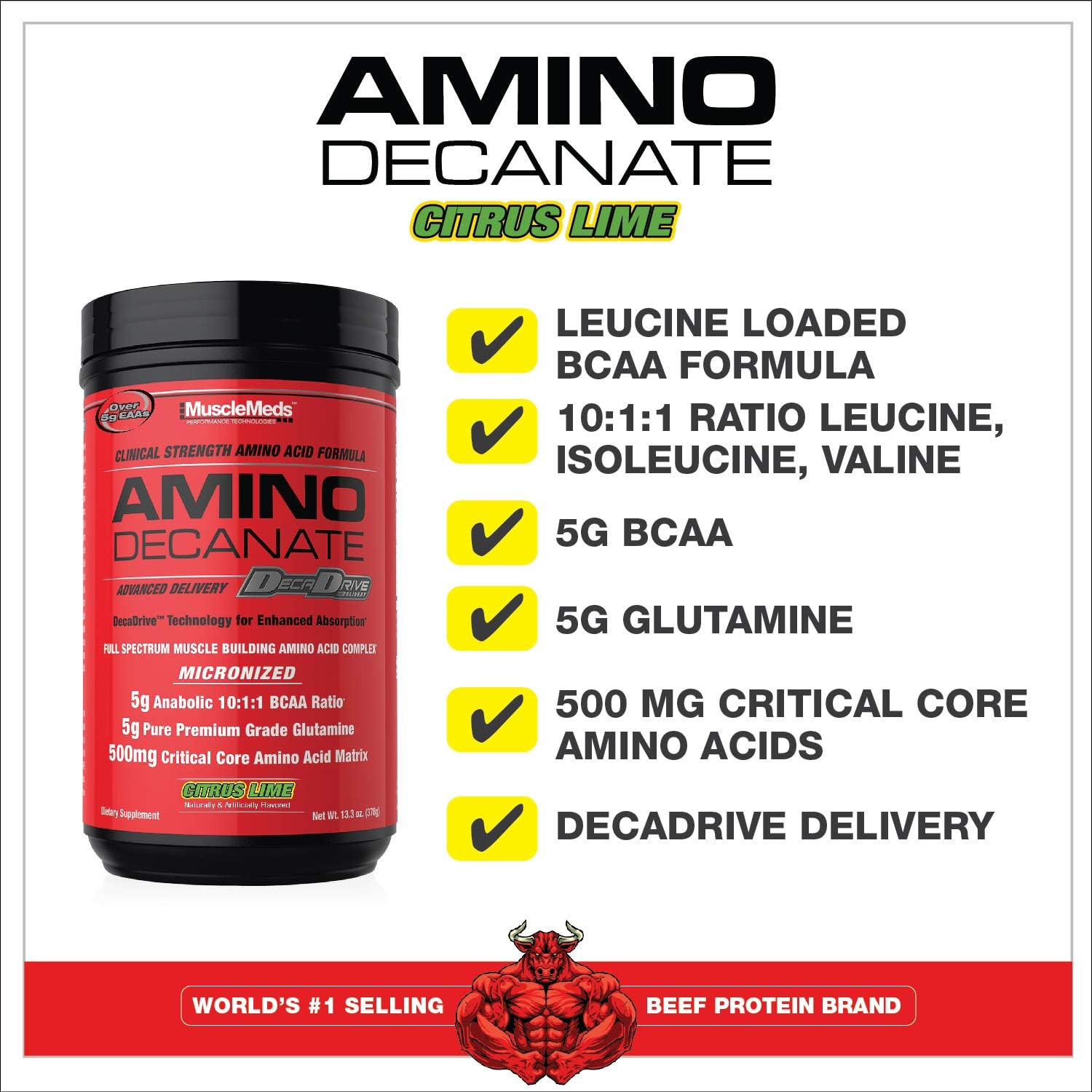 Amino Decanate, Citrus Lime,13.5 Oz (384G)