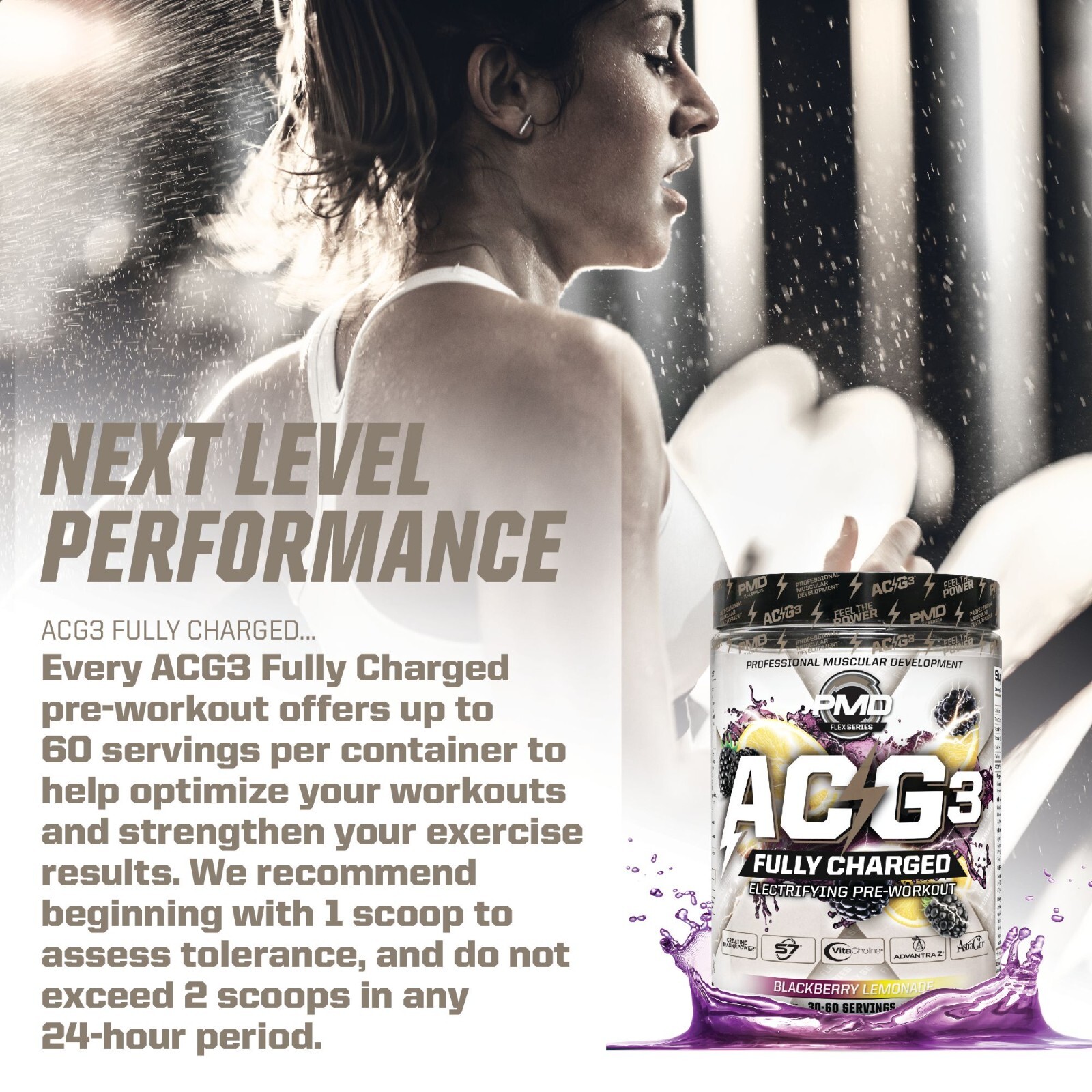 ACG3 Fully Charged– Pre Workout – Drink Mix- Cherry Slush (30-60 Servings)